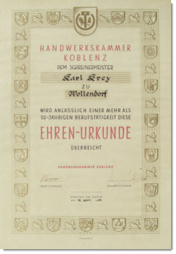 1903 Ehrenurkunde der Handwerkskammer